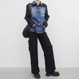 Riona Color Matching Denim Pants