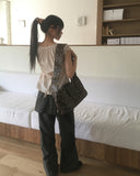 Kuya puff sleeve short sleeve blouse