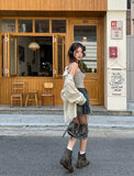 Hardy Unbalanced Button Low Denim Mini Skirt