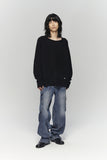 HAIRY WARM BOAT NECK KNIT
