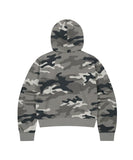 CAMO APPLIQUE CROP ZIP UP HOODIE