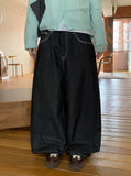 Yanna Non-Fade Wide Black Denim Pants