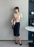 Sade Color Matching Short Sleeve Knit