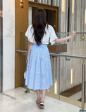 Eshuang Round Neck Chiffon Winged T-Blouse