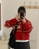 Runyu Nordic Deer Knit Cardigan