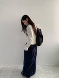 Hven Velvet Stripe Banding Long Skirt