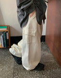 Ilonde Pintuck Cotton Cargo Wide Pants