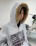 Rain Flag Fur Brushed Hood Zip-Up