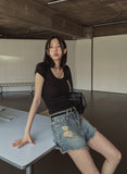 Bohemian Fringed Short Denim Pants
