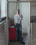 Binden Wash Damaged Wide Denim