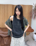 Toil Vintage Henley Neck Ribbed Sleeveless