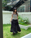 [Fake Layered] Jaden Eyelet Ribbon Halter Neck Shirring Puff Sleeveless