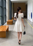 Lene Color Matching Ribbon Puff Tweed Mini One Piece