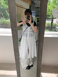 Chyuiko Pintuck Lace Layered Button Long One Piece