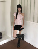 Melving Dot One Off-Shoulder Strap Short Sleeve T-Shirt