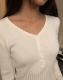 Tua Ribbed Lace V-Neck Knit