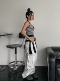 Multi strip knit halter sleeveless