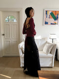 Riader Pocket Cargo Incision Denim Long Skirt