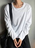 U-neck silky cotton long sleeve tee