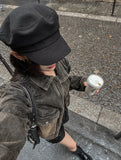 Vintage washed balloon collar denim jacket