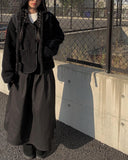 Bran Pintuck Cotton Long Skirt