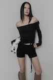 [mnem] Flip Shirring Off-Shoulder