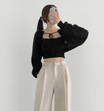 Clip Rayon Blend Span Pin Tuck Wide Slacks Pants