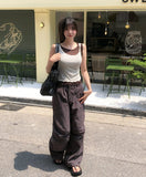 Coco Stitch Button Parachute Pants