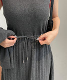 Madeu Color Matching Cardigan Rib Knit One Piece Set