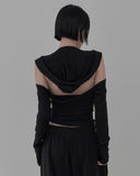 Rose Deep V-Neck Backless Hooded Top