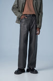 Crack leather loose pants