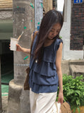 Cuzed Frill Shirring Embossed Sleeveless