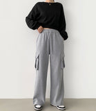 Corduroy fleece brushed golden two-way pocket long wide jogger warm pants