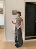 Coden Crack Washing Cotton Pintuck Wide Pants