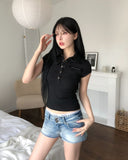Migo Two-Button Vintage Denim Shorts