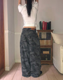 Nuring Camo Snap Button Two-Way Wide Long Pants