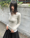 Laju RIb Button Round Neck Long Sleeve T-Shirt