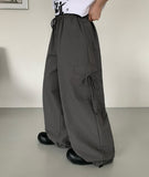 [BAONHAUS] Nylon Cargo Ribbon Bending Pants