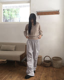 Chobi Rivet Pleated Pin Tuck Brushed Pants