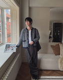Noir Tweed Pocket Round Cardigan
