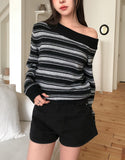 Meli Stripe One-Shoulder Knit