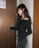 Zuhi shirring off-shoulder knit