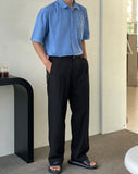 Wrinkle One-Tuck Semi-Wide Banding Slacks