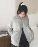 [Quilted lining] Polva brush mohair zipper blouson jumper