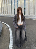 Petal Vintage Sand Washing Denim Wide Pants