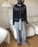 [wool5] Kotok Snowflake Winter Nordic Wool Knit Cardigan