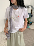 Kinue Butterfly Print Silket Short Sleeve Tee