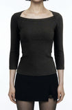 [ EEUN MADE ] Soft Boat Neck Sleeve Three Quarter