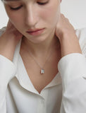 Volume Square Silver (W) H BAR Necklace M