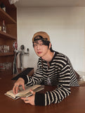Moment Punching Stripe Knit Cardigan